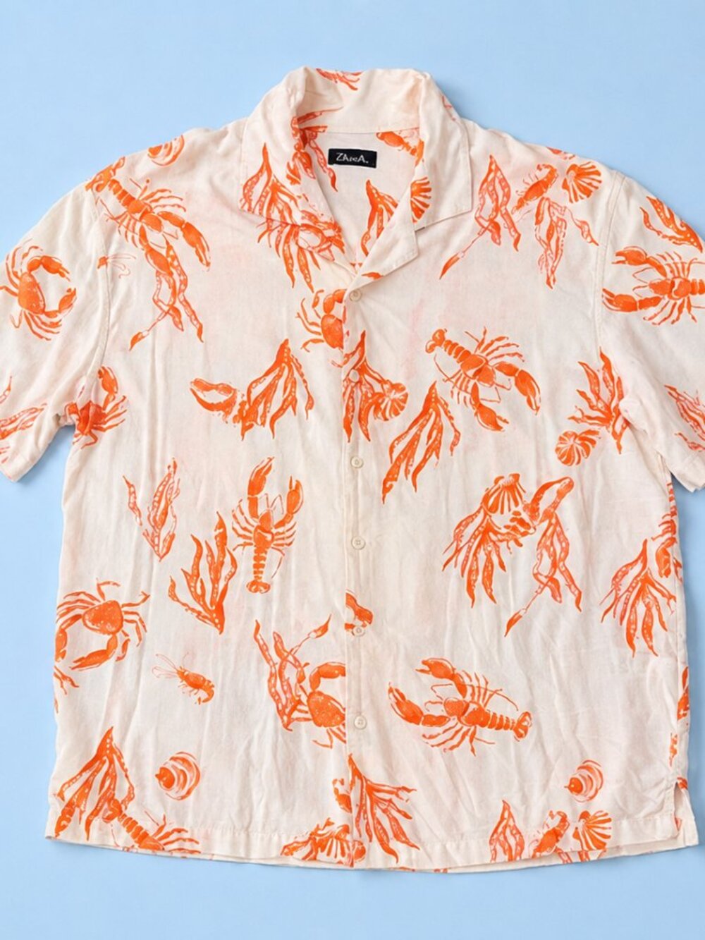 Paradis Lobster Print 100% Viscose Button Up Shirt Size L